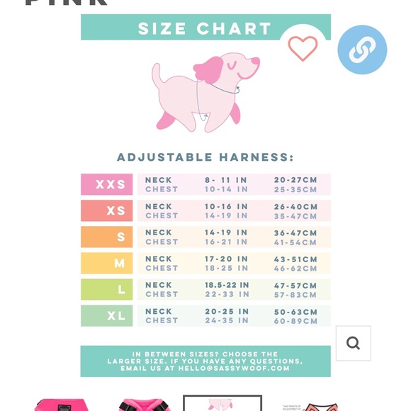 SASSYWOOF NEON PINK HARNESS - Picture 2 of 4